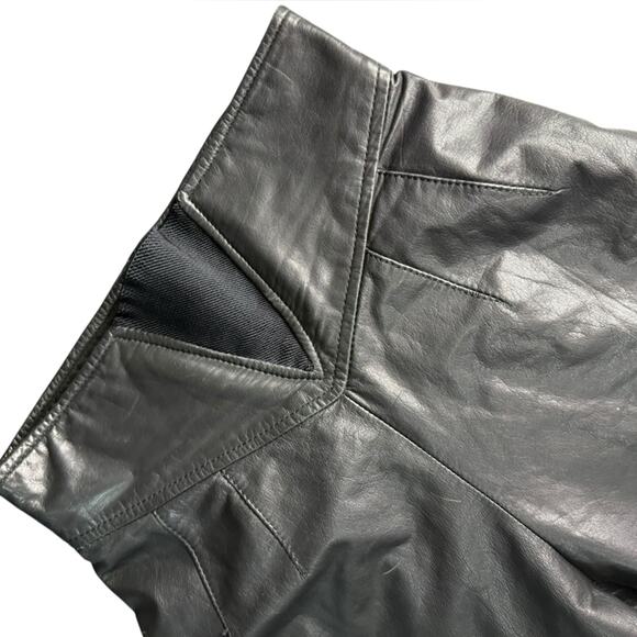 Vtg 80s Leather Ultra High Rise Tapered Leg Pants Womens XS Rockabilly Baddie - Picture 3 of 5